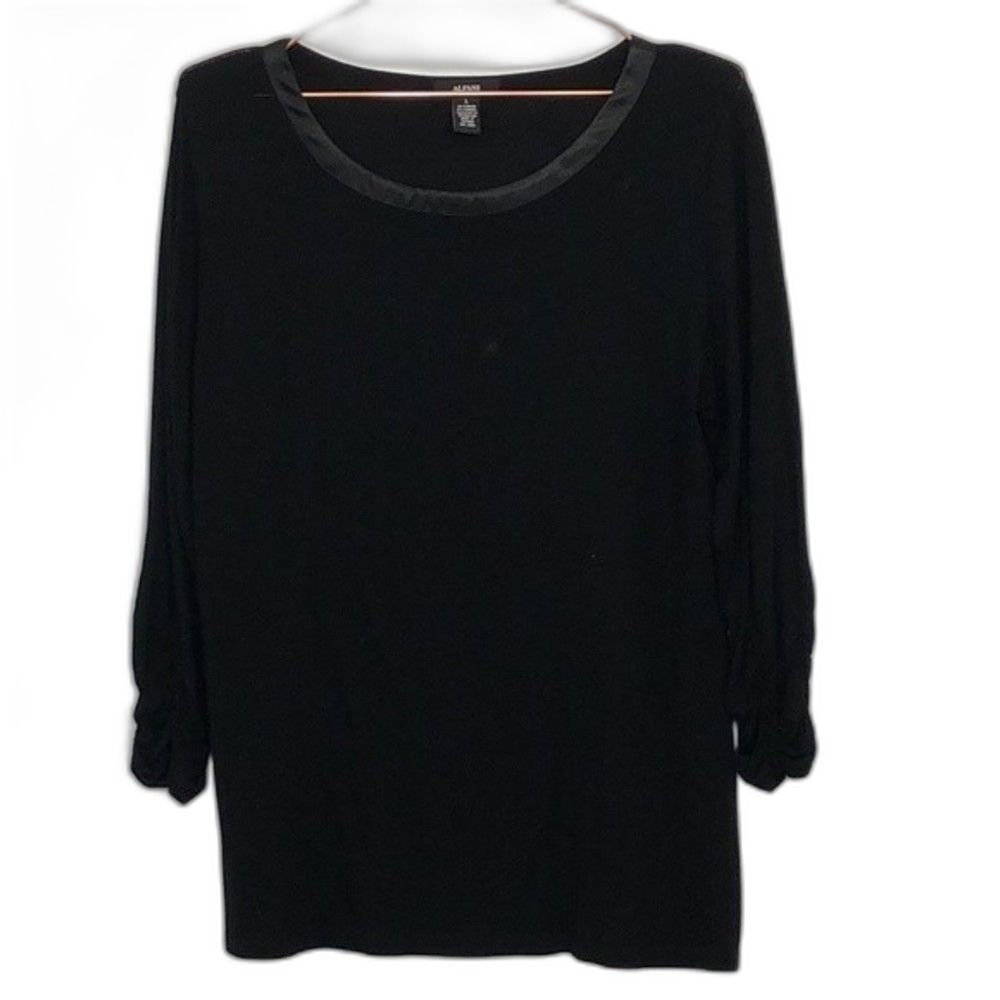 Alfani Ruched Sleeve Silk Neckline Long Sleeve Top New Condition Large